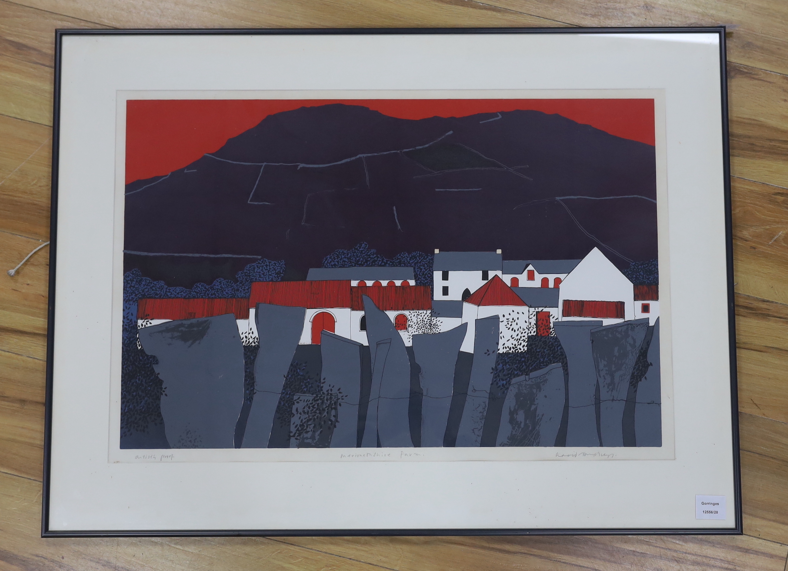 David Humphreys (b.1937), artist's proof colour screenprint, 'Merionethshire Farm', signed in pencil, 51 x 76cm